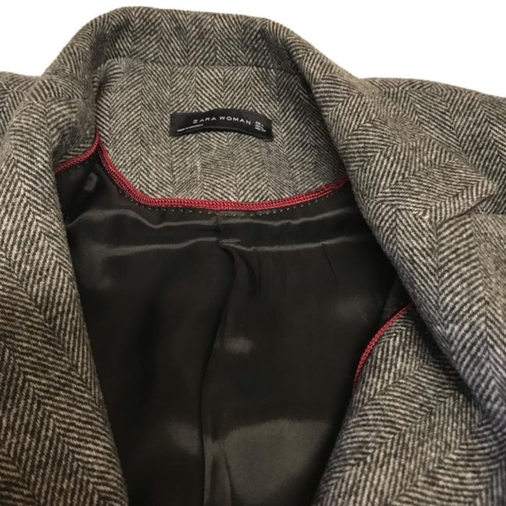 Zara Women Gray Masculine Herringbone Coat XS - Picture 14 of 14